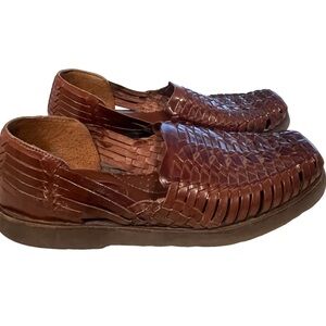 NEW Sunsteps Hand Woven Leather Huarache Sandal Mens Sz 8 Brown Slip On Loafer